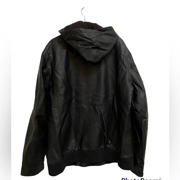 I.N.C. International Concepts Black Faux Jacket with hood - Picture 2 of 2